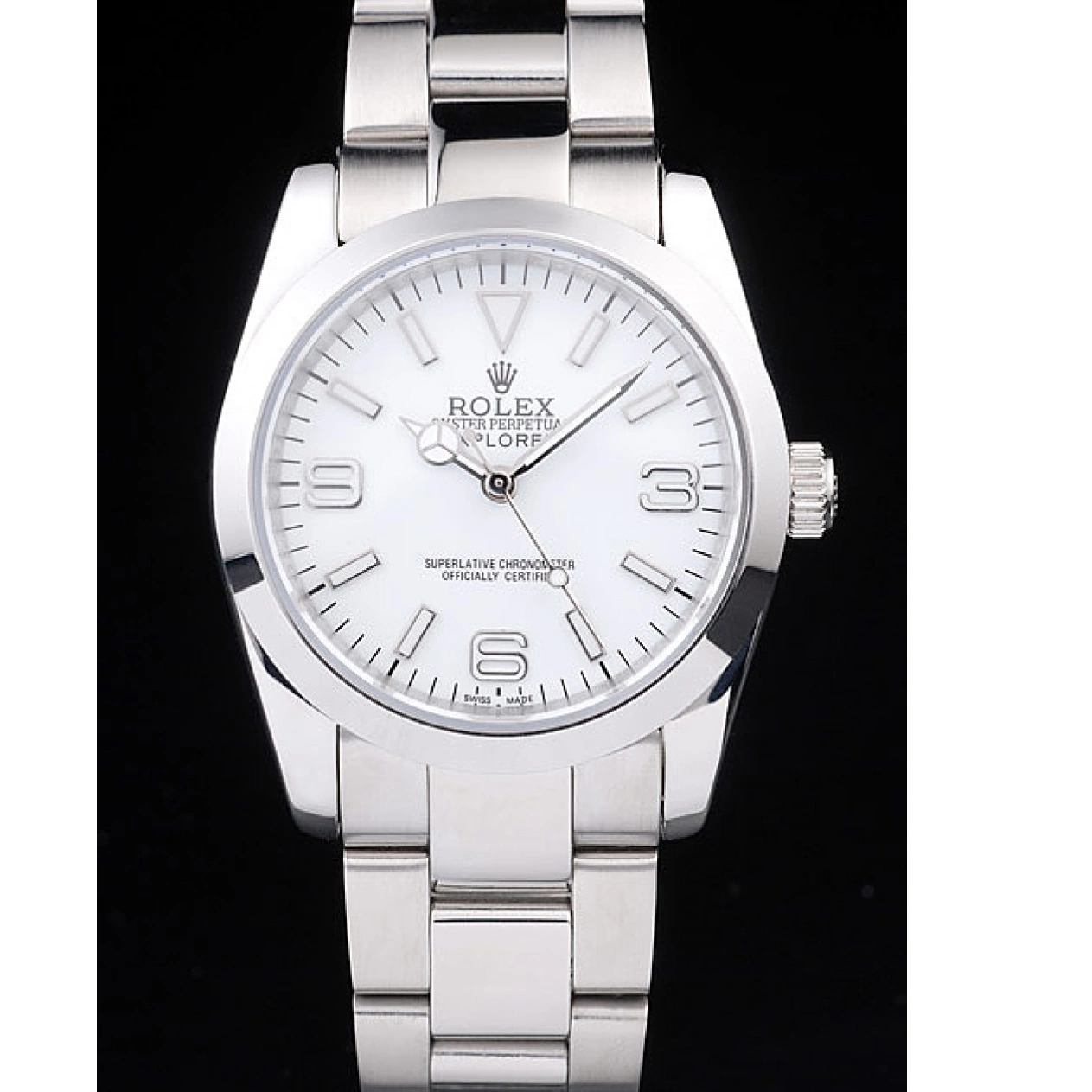 Aaa replica watch Steel 98086 Dial Stainless White Rolex Polished Explorer 0814